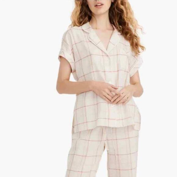 Madewell Fine Plaid Bedtime Button Pajama Top Size M - Picture 8 of 8